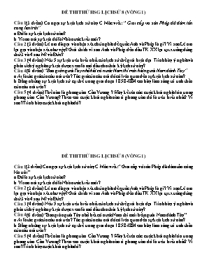 Đề thi thử học sinh giỏi Lịch sử lớp 8 (Vòng 1)